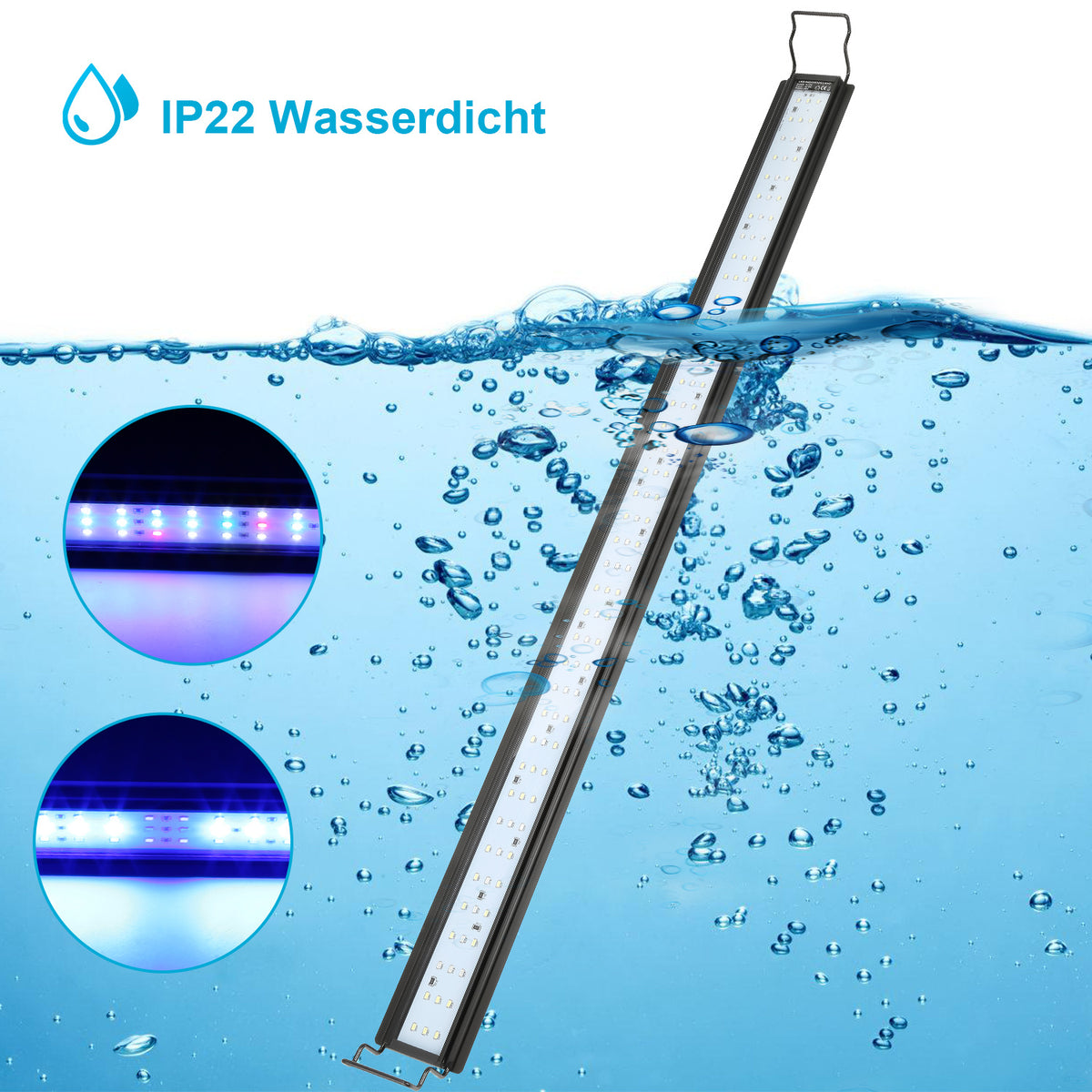 LED Aquariumbeleuchtung Vollspektrum mit Timer – 10–45 W, 30–130 cm