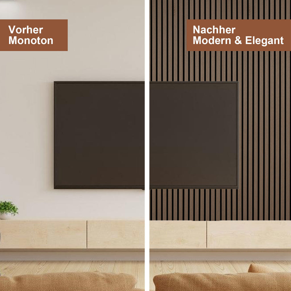 Akustikpaneele 120 × 60 cm mit Holzlamellen – 1–8 Stück