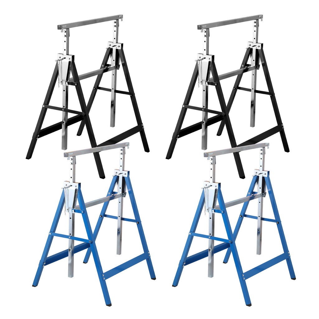 Höhenverstellbare Arbeitsböcke 80–130 cm – 2er/4er Set, Blau oder Schwarz