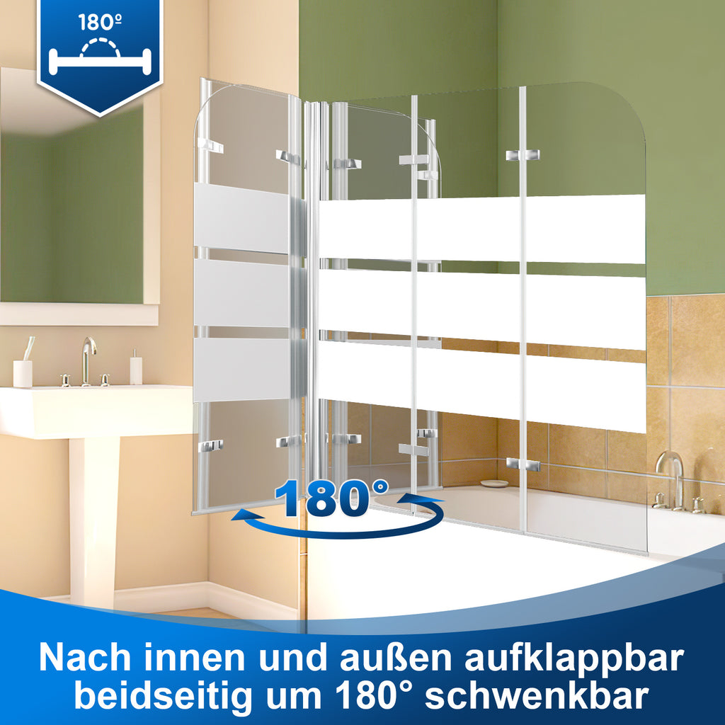 Cecaylie Badewannenaufsatz faltbar, 6 mm Sicherheitsglas, 100/120 × 140 cm, Nanobeschichtung
