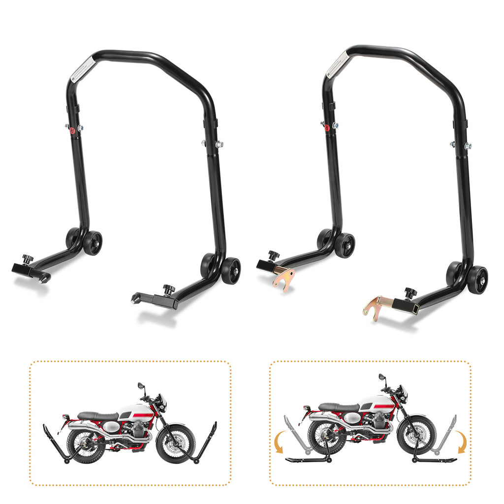 2er Set Motorrad-Montageständer vorne & hinten, verstellbar bis 300 kg