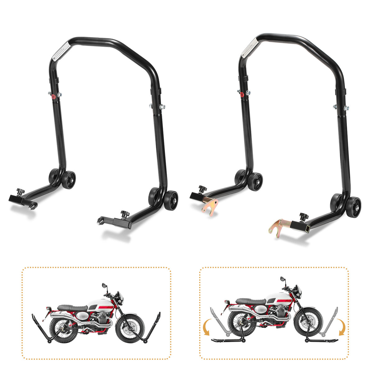 2er Set Motorrad-Montageständer vorne & hinten, verstellbar bis 300 kg