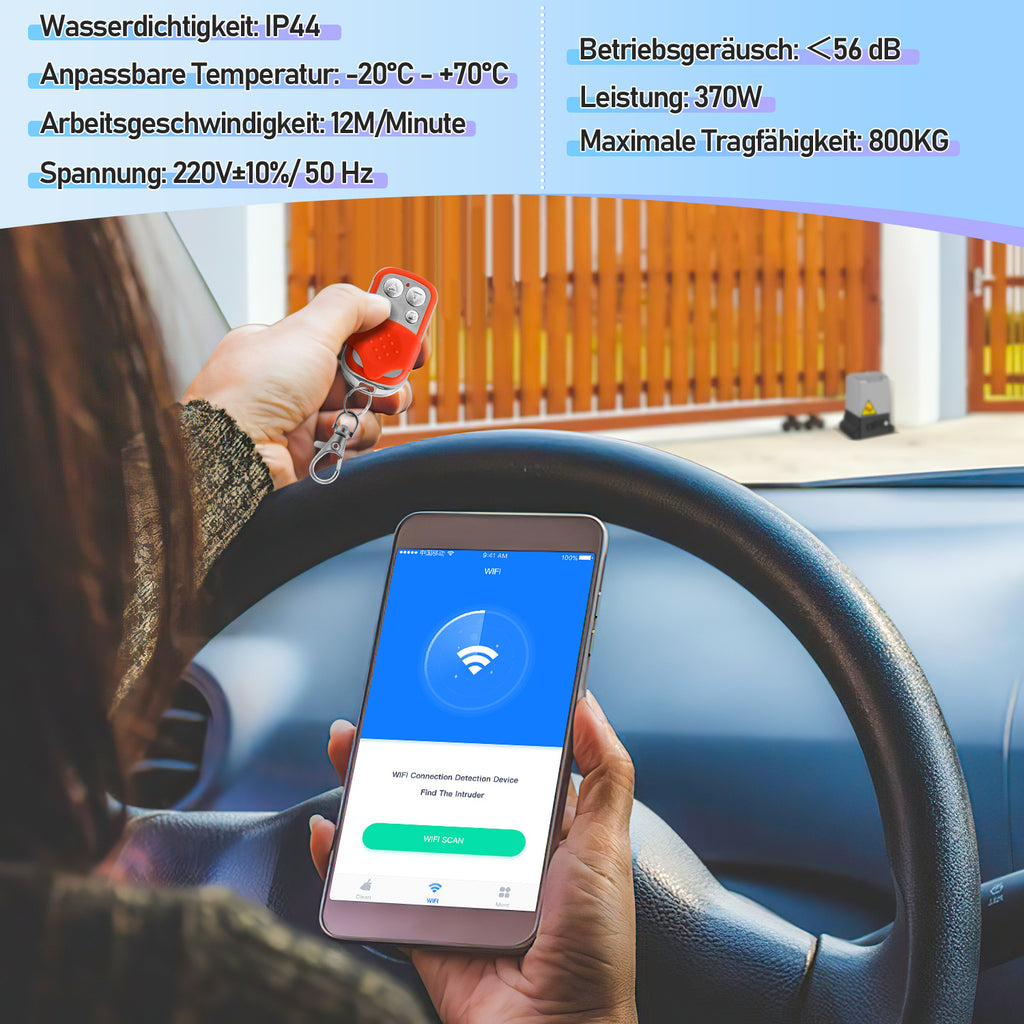 Schiebetorantrieb 800/1200/1600 kg mit Fernbedienung – optional mit App-Steuerung