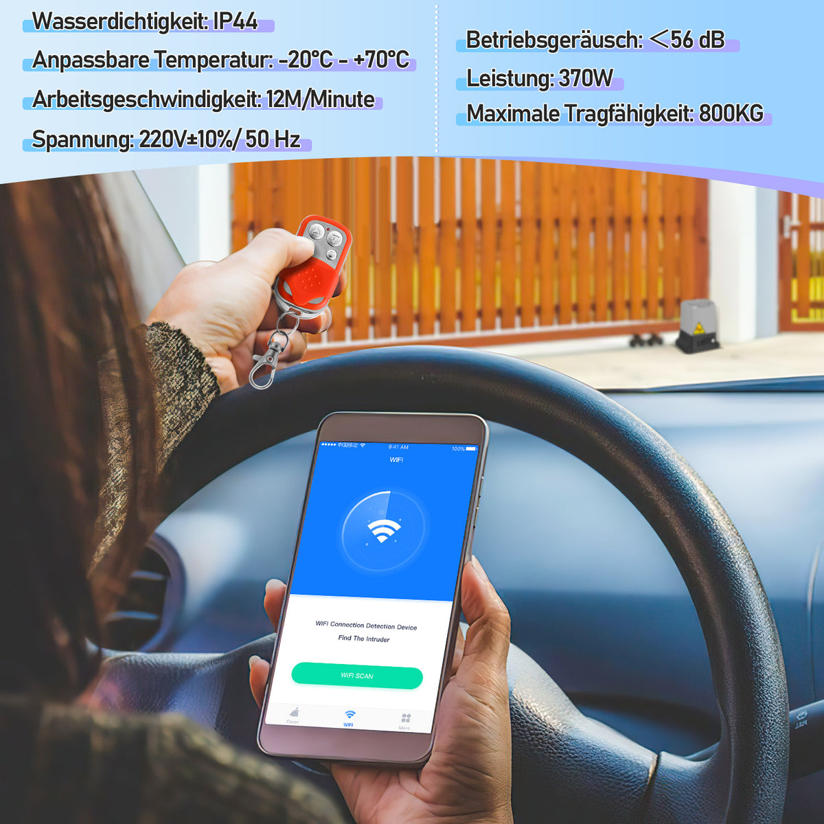 Schiebetorantrieb 800/1200/1600 kg mit Fernbedienung – optional mit App-Steuerung