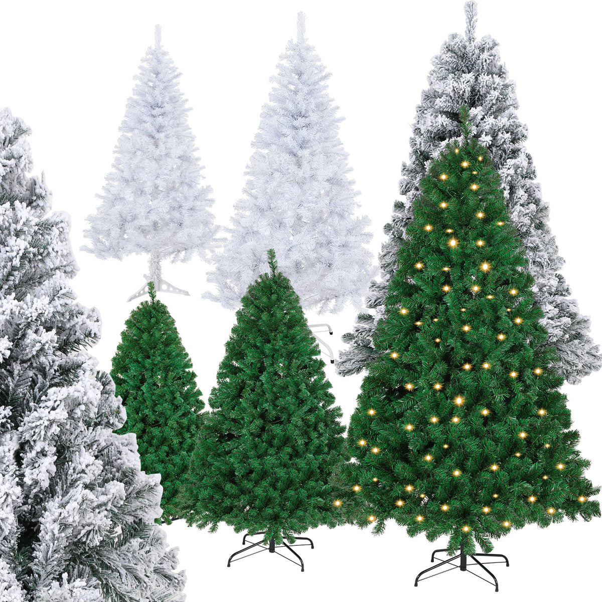 Künstlicher Weihnachtsbaum mit Ständer Schneeeffekt 210 cm
