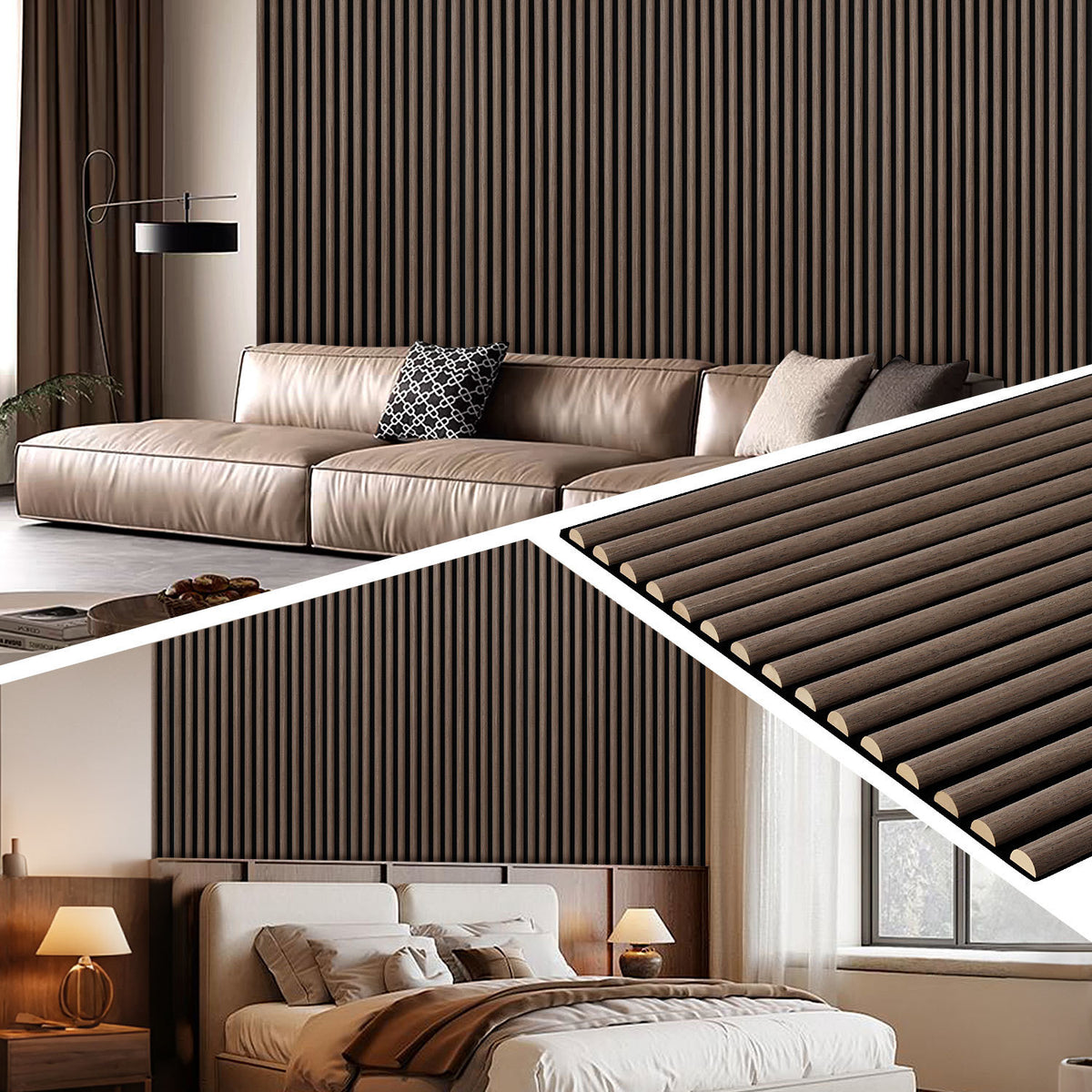 Akustikpaneele mit halbrunden Holzlamellen 120 × 60 cm – 1–4 Stück