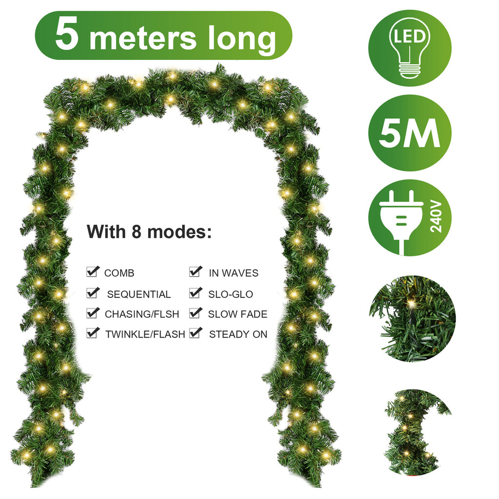 Cecaylie LED Weihnachtsgirlande 2,7 m / 5 m mit 50/100 LEDs