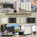 Cecaylie Paravent mit Rollen, faltbarer Raumteiler 180 cm hoch, Sichtschutz mit Bremsen, 4 Größen