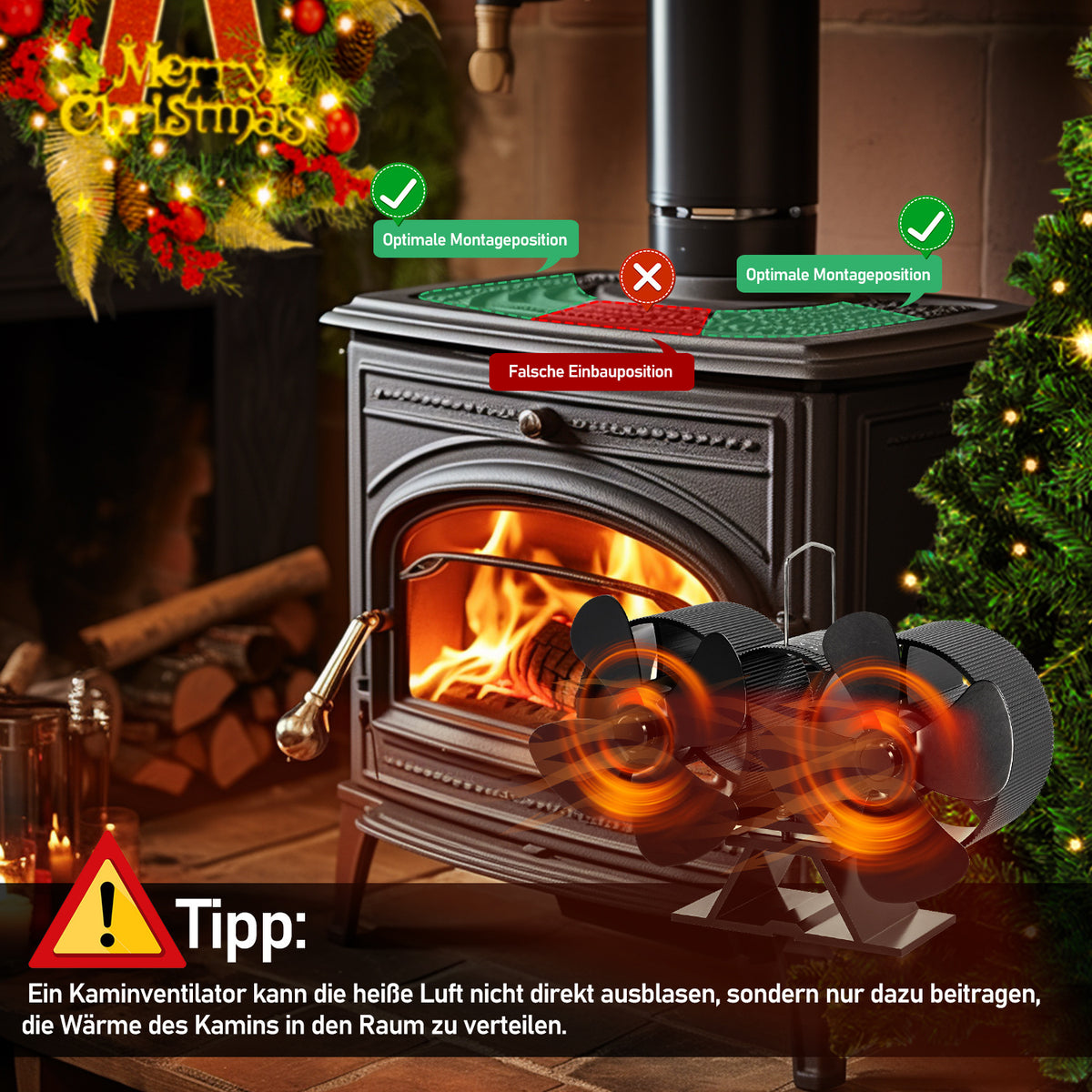 Cecaylie Wärmebetriebener Kaminventilator für Holzofen & Kaminofen – 5 Varianten