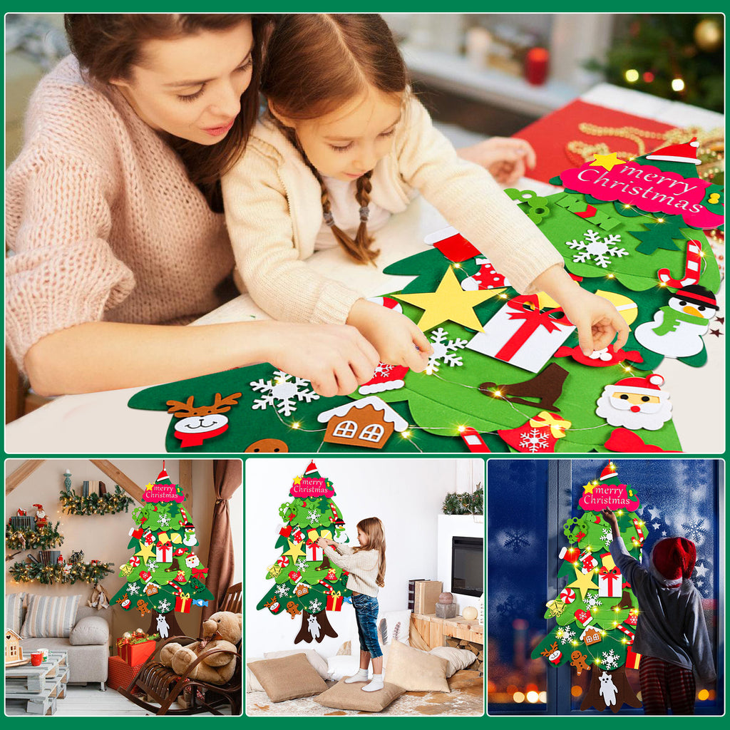 DIY Filz-Weihnachtsbaum 105 cm mit 33 Ornamenten & 30 LEDs