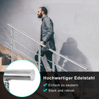 Cecaylie Edelstahl Treppengeländer 80–180 cm, Handlauf aus Edelstahl 201, verschiedene Querstreben
