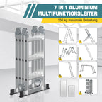 Cecaylie Mehrzweckleiter Aluminium, 3,6–5,8 m, Gelenkleiter klappbar, 150 kg, mit Plattform