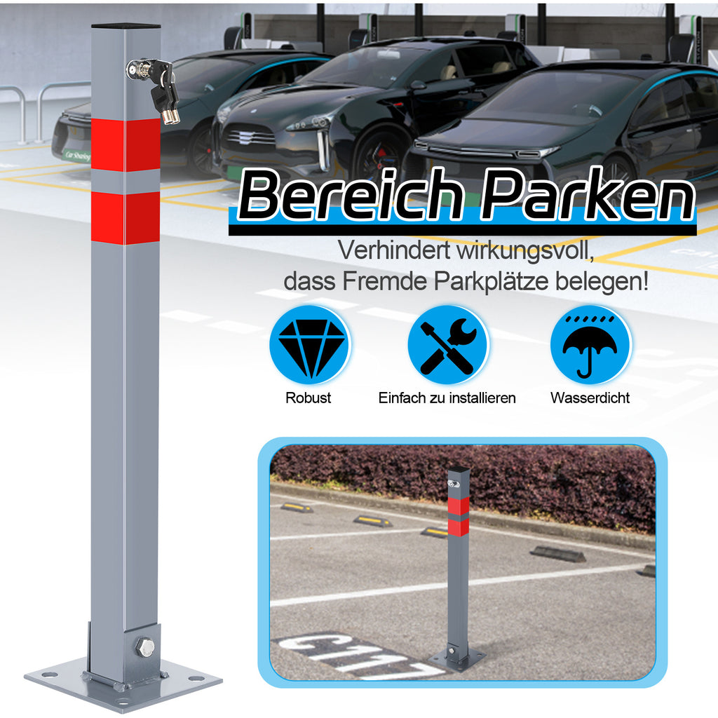 Klappbarer Absperrpfosten 65 cm mit Schloss – Parkplatzsperre aus Stahl