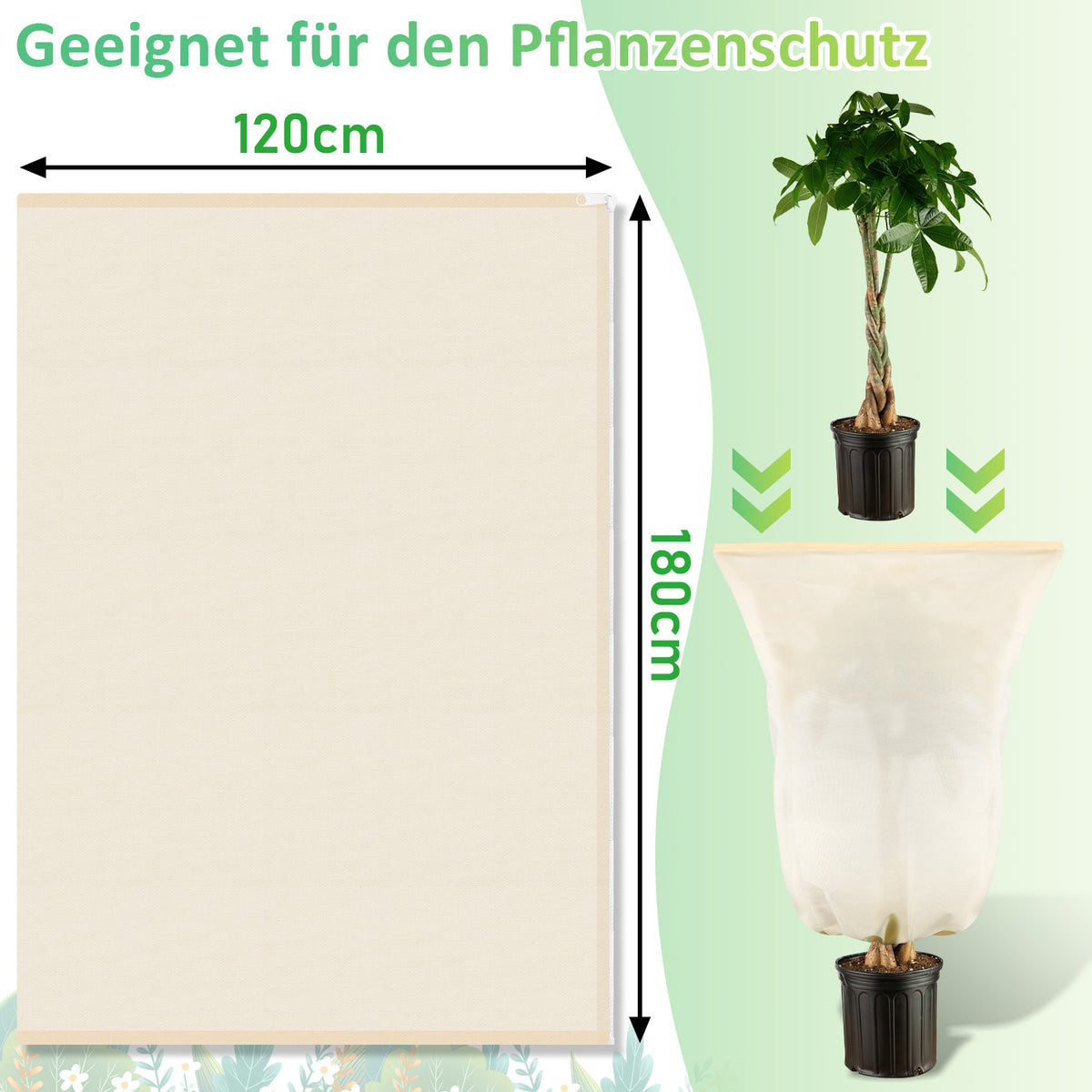 Winterschutzhaube für Pflanzen & Palmen – 100 g/m² Vlies mit Reißverschluss