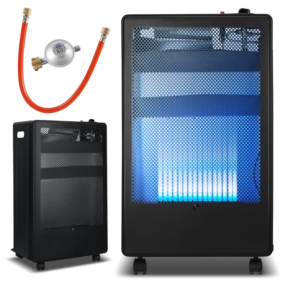 Gasofen 3,8 kW mit blauer Flamme und Rollen