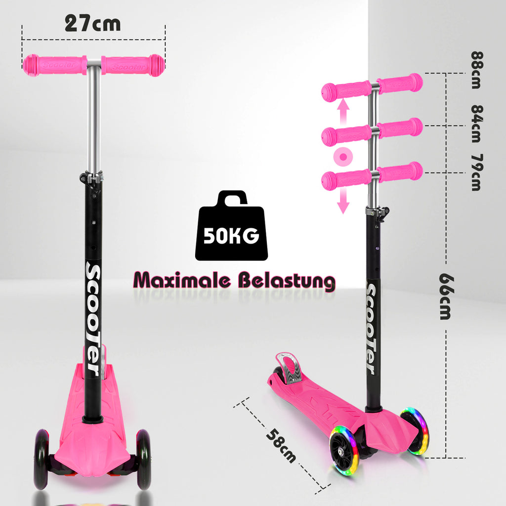 Cecaylie Dreirad-Scooter mit LED-Rädern, höhenverstellbar – 4 Farben