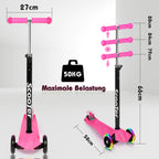 Cecaylie Dreirad-Scooter mit LED-Rädern, höhenverstellbar – 4 Farben