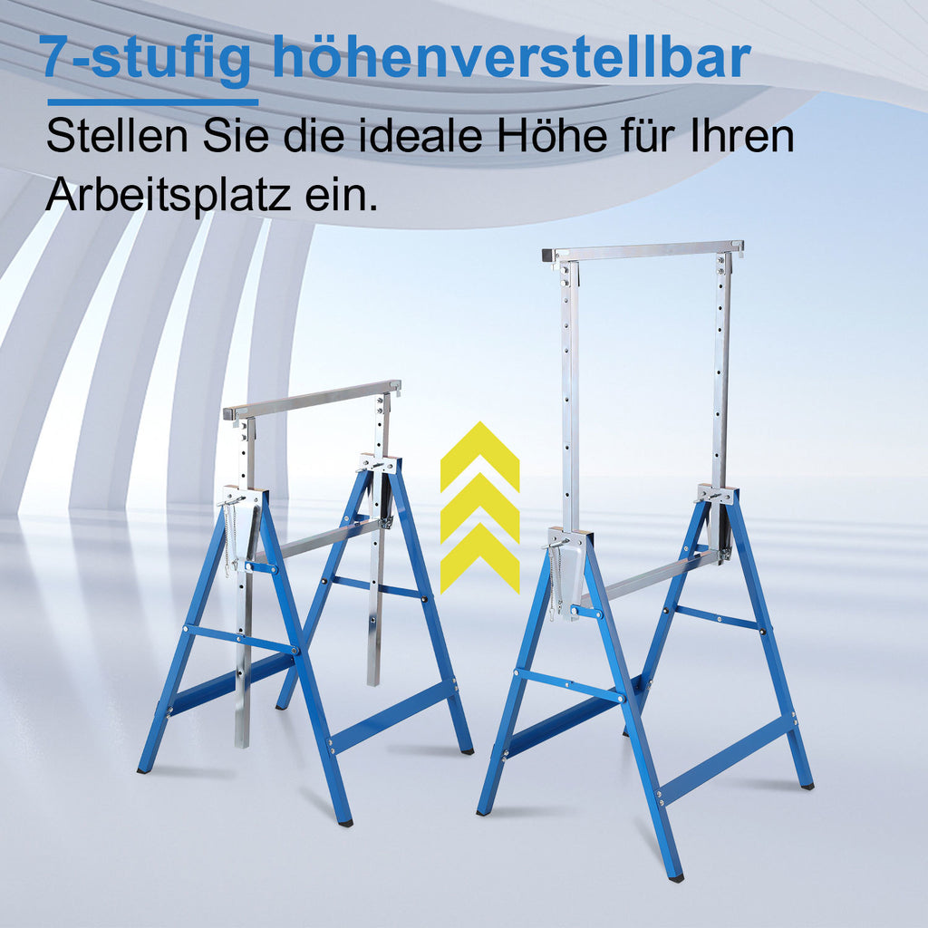 Höhenverstellbare Arbeitsböcke 80–130 cm – 2er/4er Set, Blau oder Schwarz