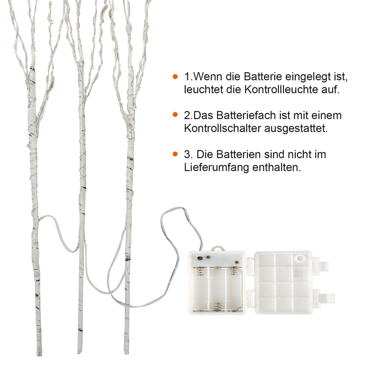 LED Lichterzweige 3er-Set, 50 cm mit 70 LEDs & Timer
