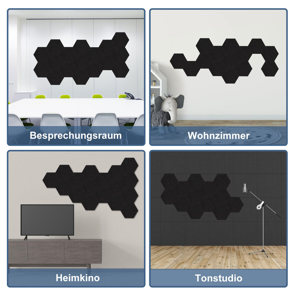 Selbstklebende Akustikplatten aus Polyester – 12/18 Stück
