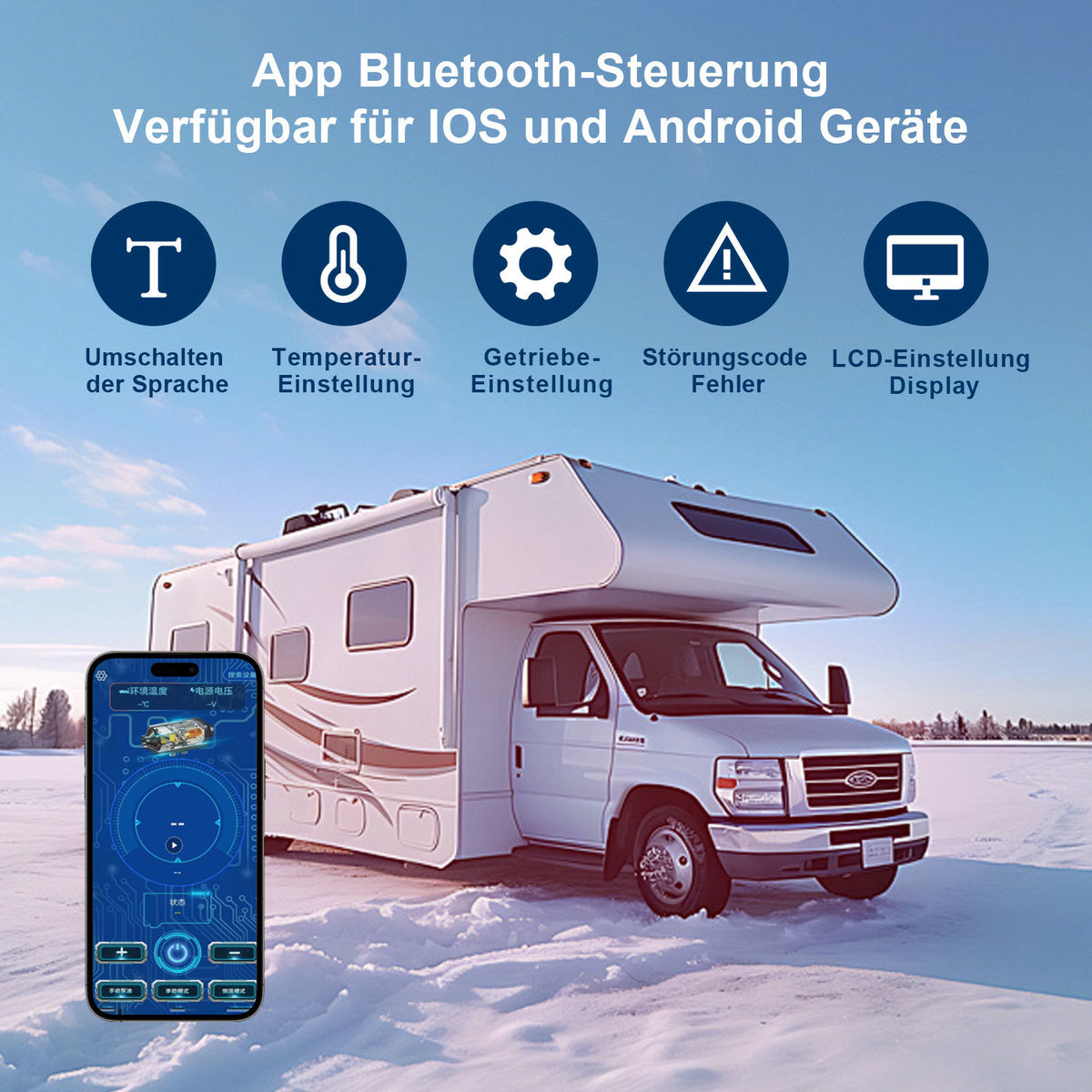 Diesel-Standheizung 8 kW 12–24 V mit Bluetooth, App, LCD & Fernbedienung