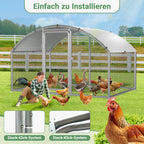 Cecaylie Hühnerauslauf mit Kuppeldach, 6–24 m², Stahlrahmen, Geflügelgehege mit Tür