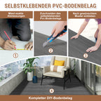 Cecaylie Selbstklebender Vinylboden in Holzoptik, 1–10 m², 1,5 mm