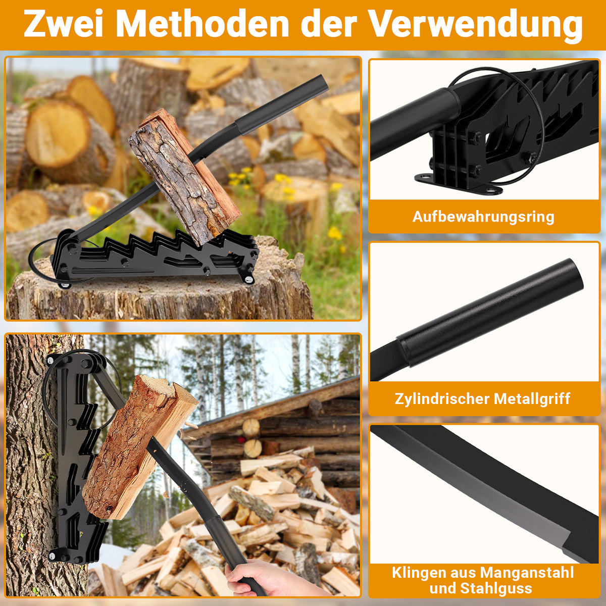 Lieferumfang des Handholzspalters mit Montagematerial