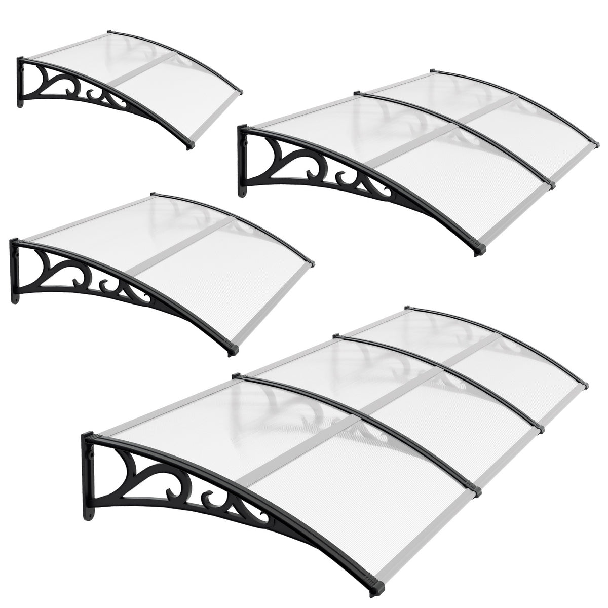 Türvordach Terrasse aus Polycarbonat  120cm–300cm, transparente Überdachung