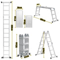 Cecaylie Mehrzweckleiter Aluminium, 3,6–5,8 m, Gelenkleiter klappbar, 150 kg, mit Plattform