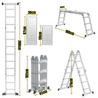 Cecaylie Mehrzweckleiter Aluminium, 3,6–5,8 m, Gelenkleiter klappbar, 150 kg, mit Plattform