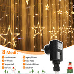 LED Sternenvorhang 2 m mit 138 LEDs & 8 Modi, Warmweiß