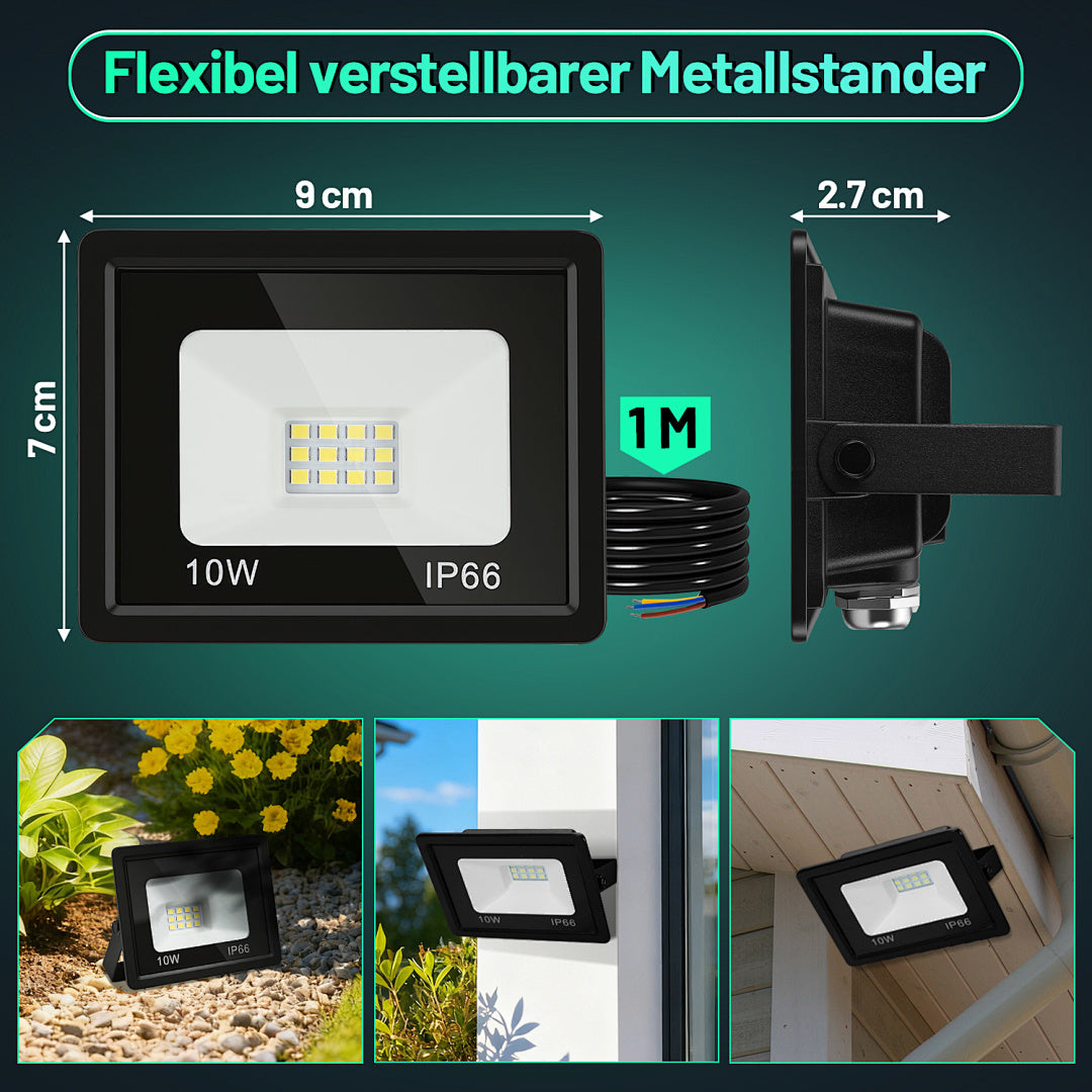 Cecaylie LED Fluter Außenstrahler 10–100W, IP66, 3000K/6000K, LED Flutlicht
