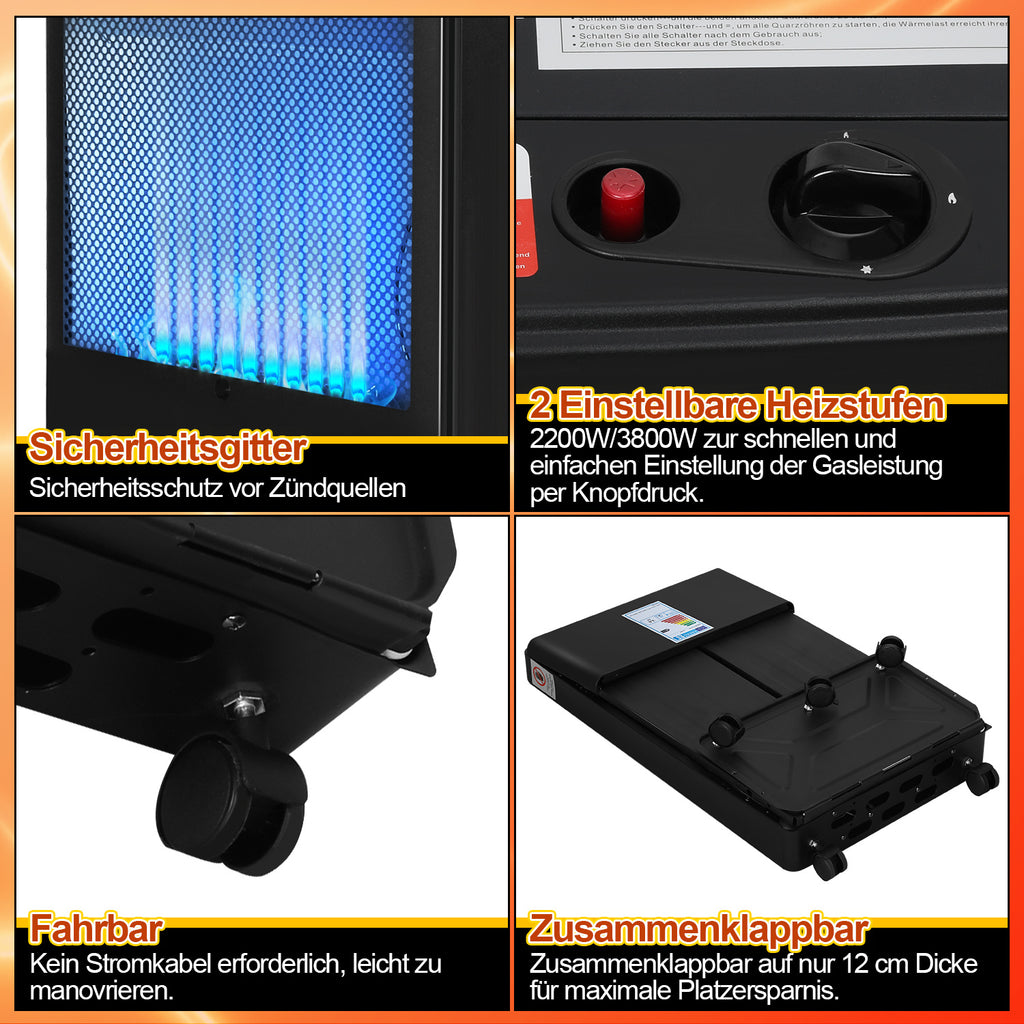 Gasofen 3,8 kW mit blauer Flamme – 2 Heizstufen, ODS & Druckregler