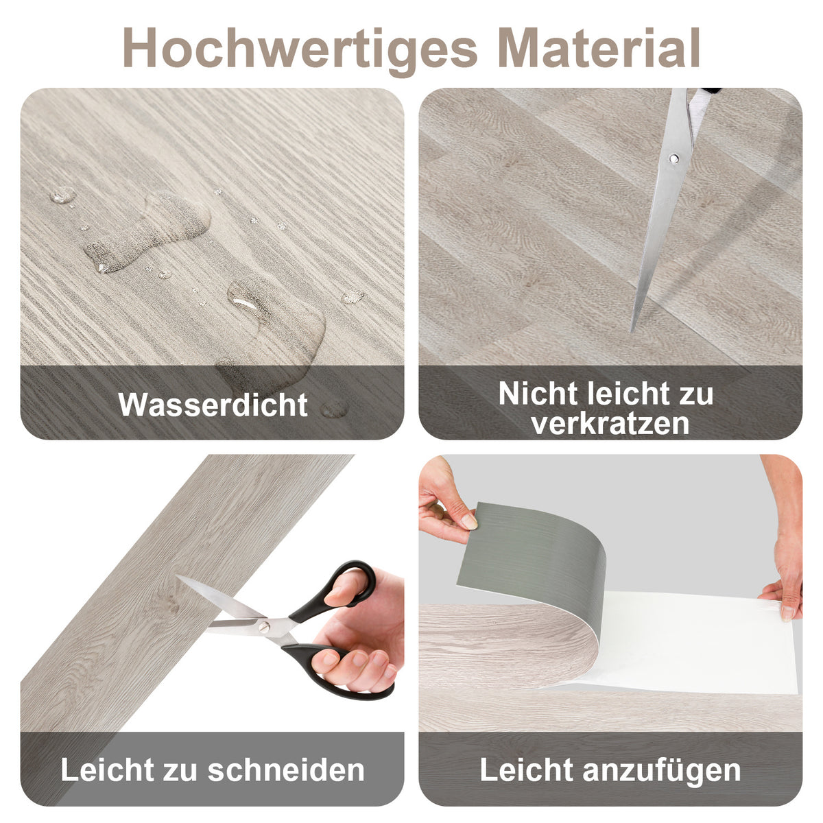 Cecaylie Selbstklebender Vinylboden in Holzoptik, 1–10 m², 1,5 mm