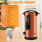 Cecaylie Glühweinkocher 8/10 L aus Edelstahl mit Zapfhahn & Thermostat