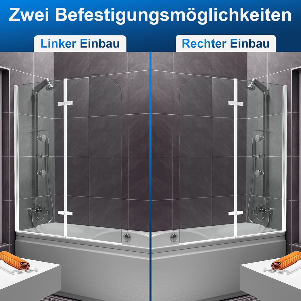 Cecaylie Badewannenaufsatz faltbar, 6 mm Sicherheitsglas, 100/120 × 140 cm, Nanobeschichtung