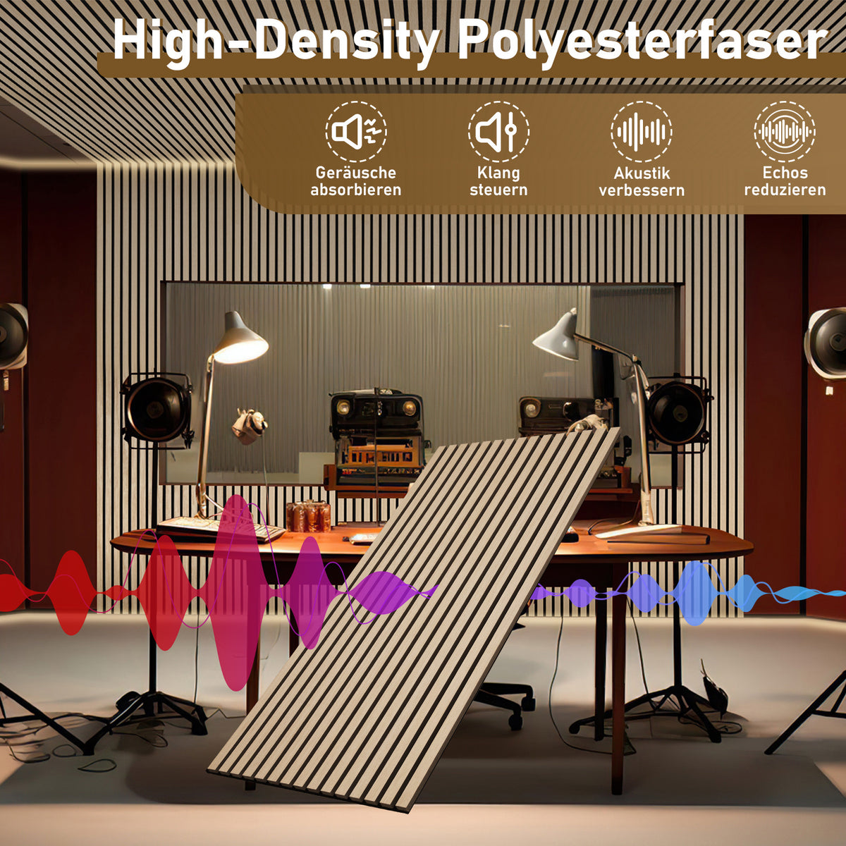 Akustikpaneele 120 × 60 cm mit Holzlamellen – 1–8 Stück