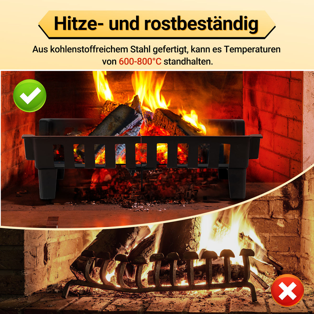 Feuerrost für Kamin & Feuerstelle, 45,5 × 30,5 × 13 cm