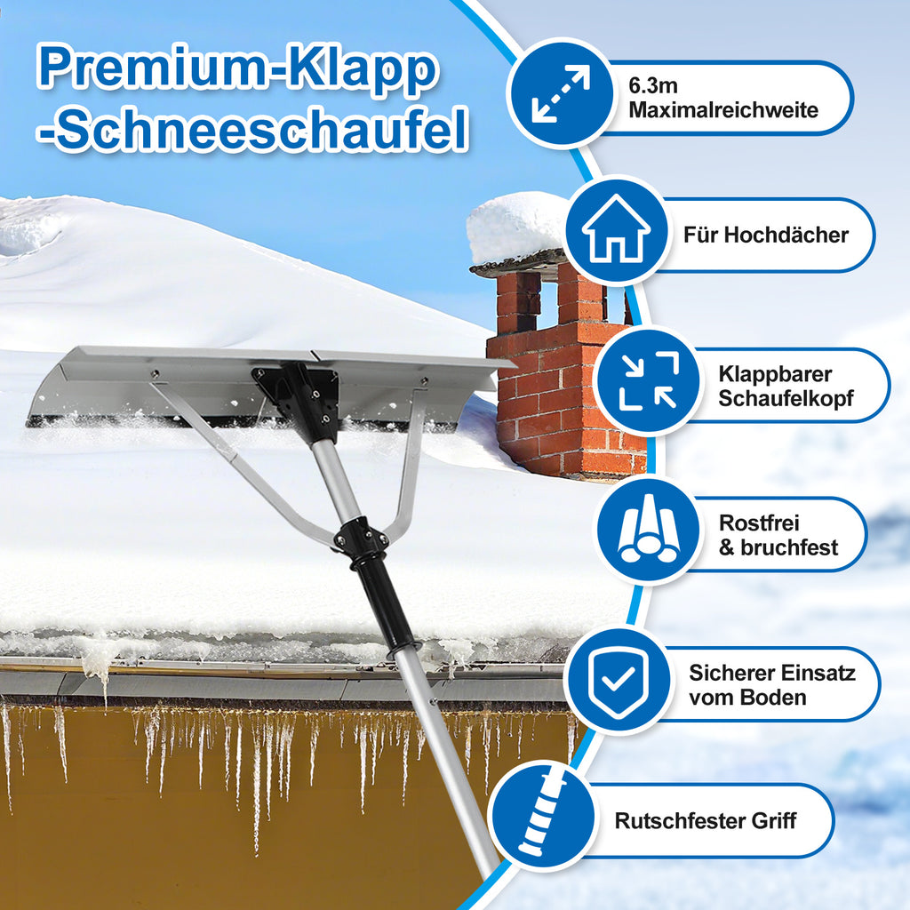 Teleskop-Dachschneeräumer 6,36 m – Schneerechen mit 70,5 cm Alu-Rechenkopf