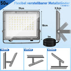 Cecaylie LED Fluter Außen 50–200W, IP65, 6000K Kaltweiß, LED Strahler 1–10 Stück