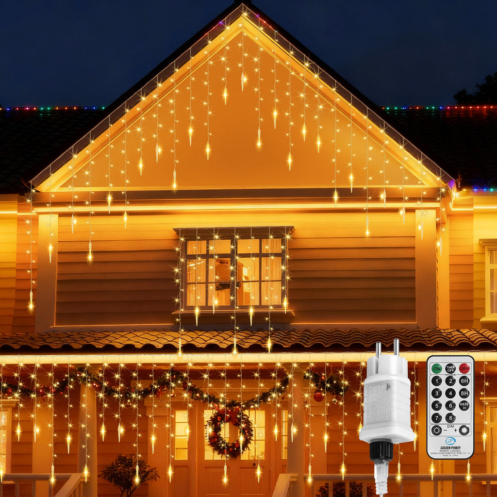 Warmweiße LED Eisregen Lichterkette