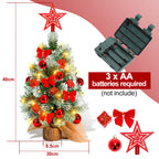 Mini-Weihnachtsbaum 40 cm mit 30 LEDs & 18 Ornamenten