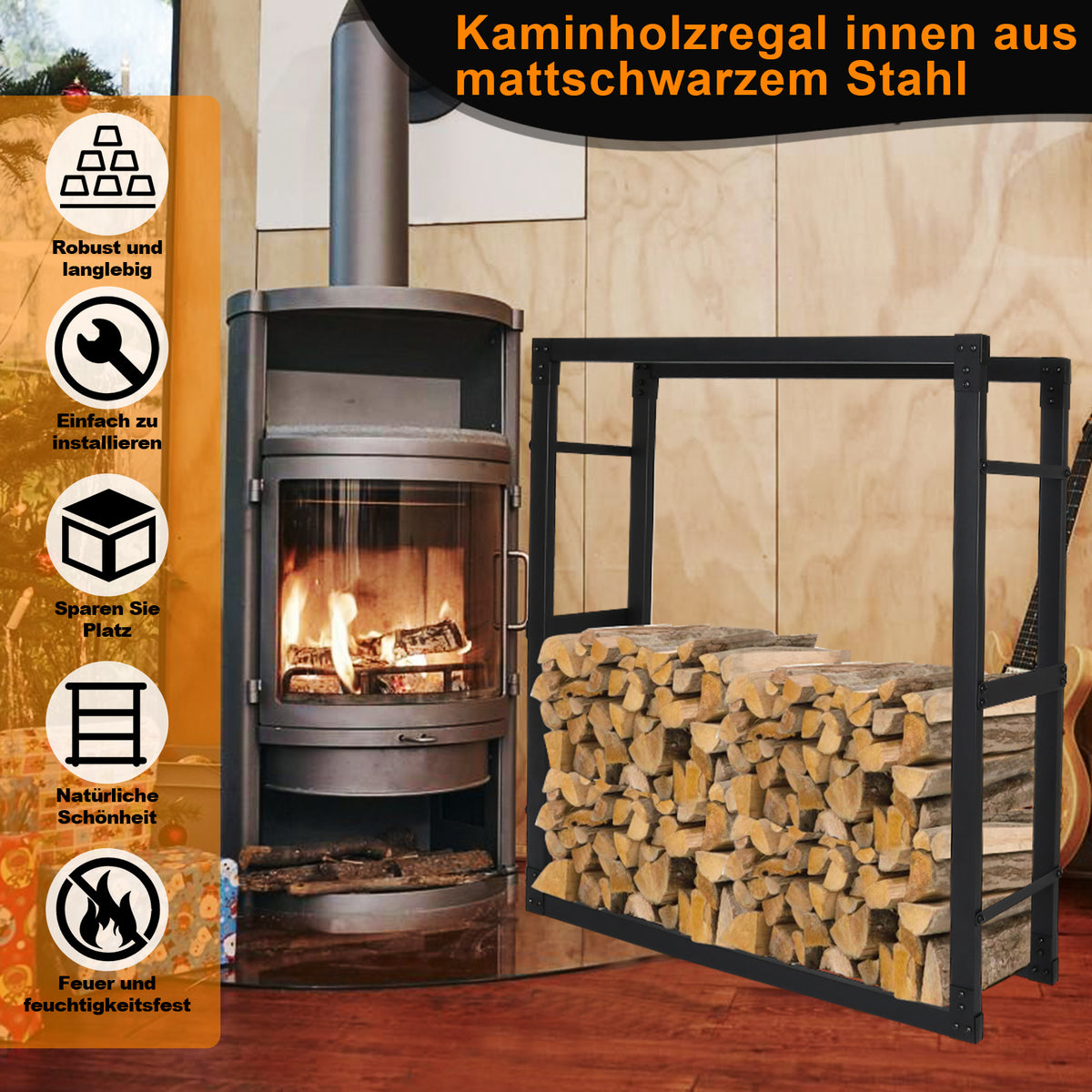 Cecaylie Kaminholzregal aus Metall für Brennholz