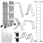 Cecaylie Mehrzweckleiter Aluminium, 3,6–5,8 m, Gelenkleiter klappbar, 150 kg, mit Plattform