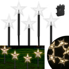 LED Weihnachtssterne Gartenstecker 5/10er-Set mit Timer, warmweiß