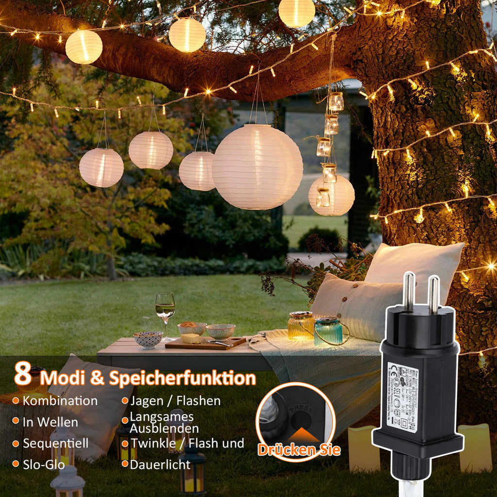 LED Lichterkette 10–200 m – 100–2000 LEDs, 8 Modi, Warmweiß/Kaltweiß/Bunt