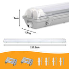 Cecaylie LED Feuchtraumleuchte IP65, 120/150 cm, Einrohr/Zweirohr