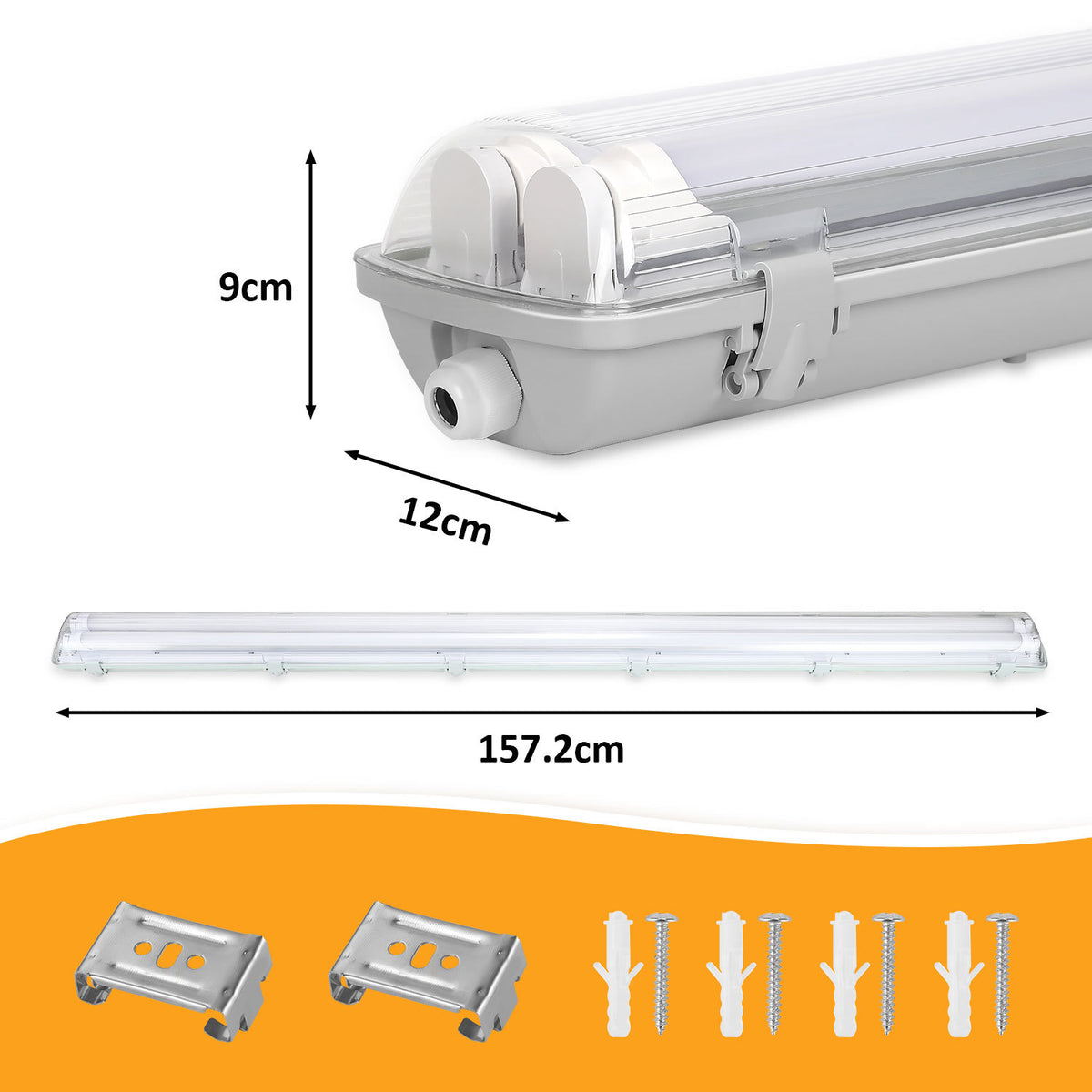 Cecaylie LED Feuchtraumleuchte IP65, 120/150 cm, Einrohr/Zweirohr