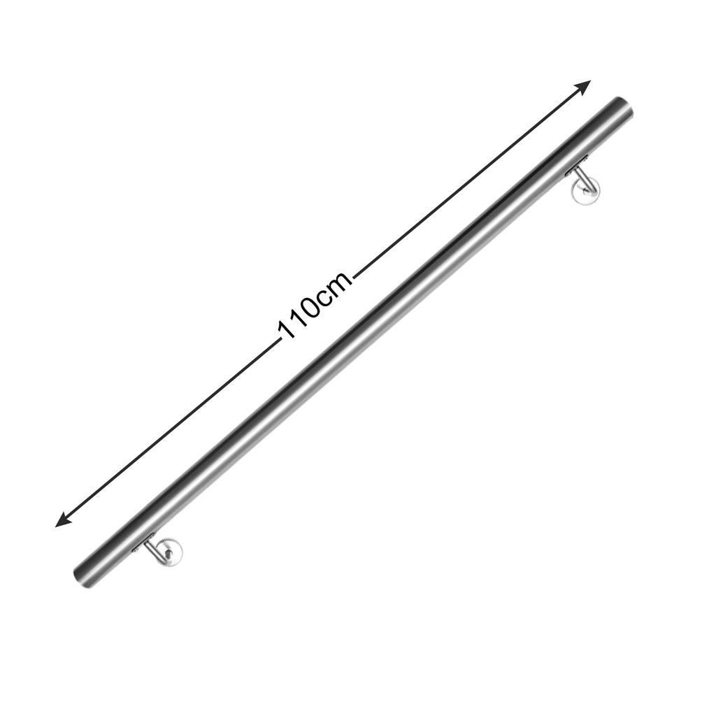 Cecaylie Handlauf Edelstahl Ø42 mm, Treppenhandlauf zur Wandmontage, 50–200 cm, Silber